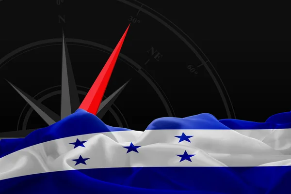 온두라스의 국기와 네비게이션 나침반 — 스톡 사진
