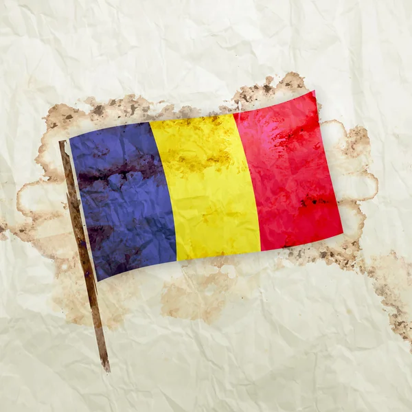 Romanya bayrağı suluboya grunge kağıt üzerinde — Stok fotoğraf