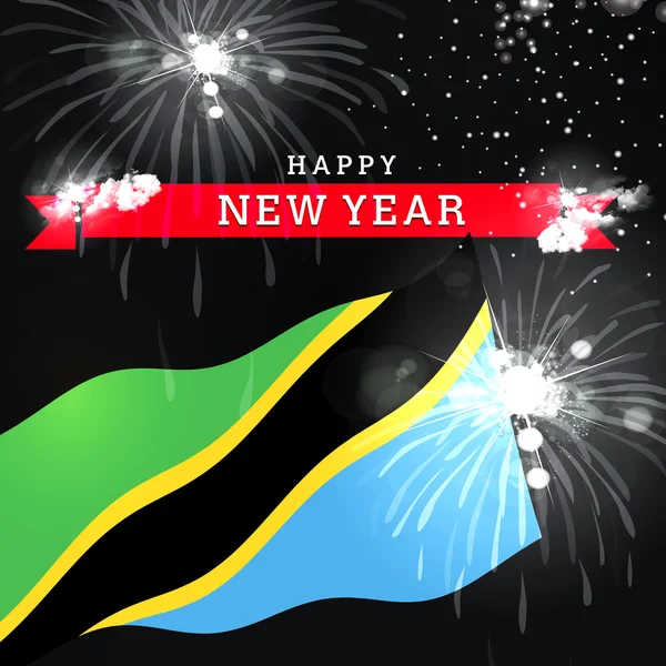 Happy New Year card with flag — Stock Photo, Image