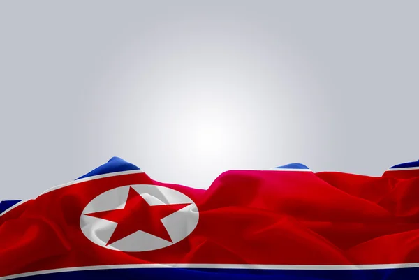 Прапор Північної Кореї переміщуються вітром — стокове фото