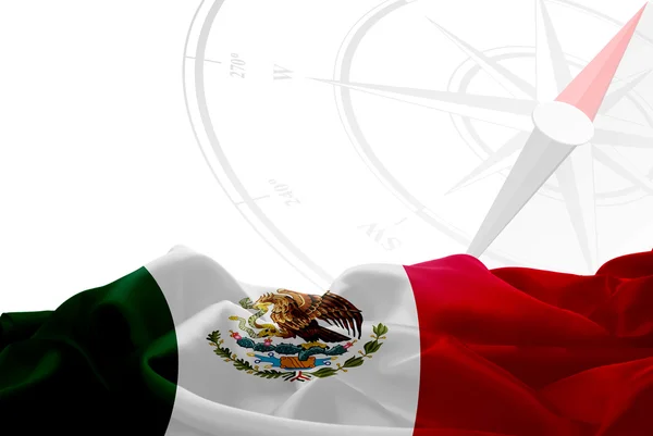 Flaga Meksyku i nawigacja compass — Zdjęcie stockowe