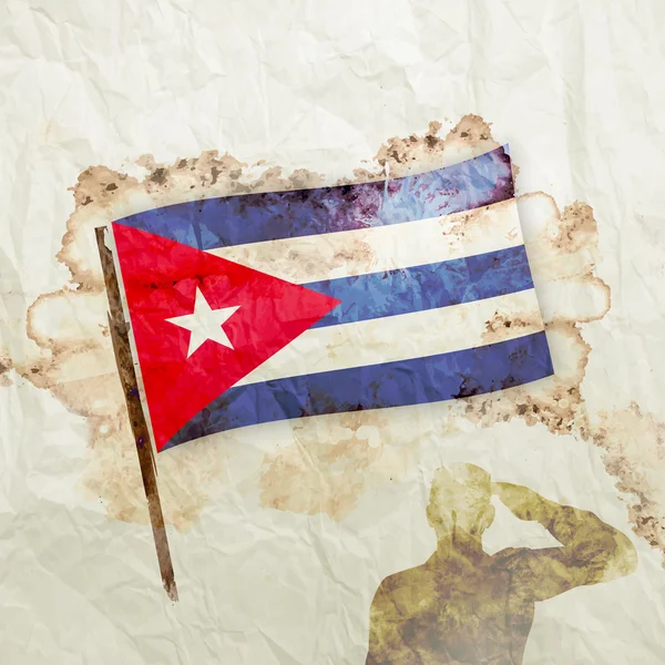 Vlajka Kuby papírově akvarel grunge — Stock fotografie