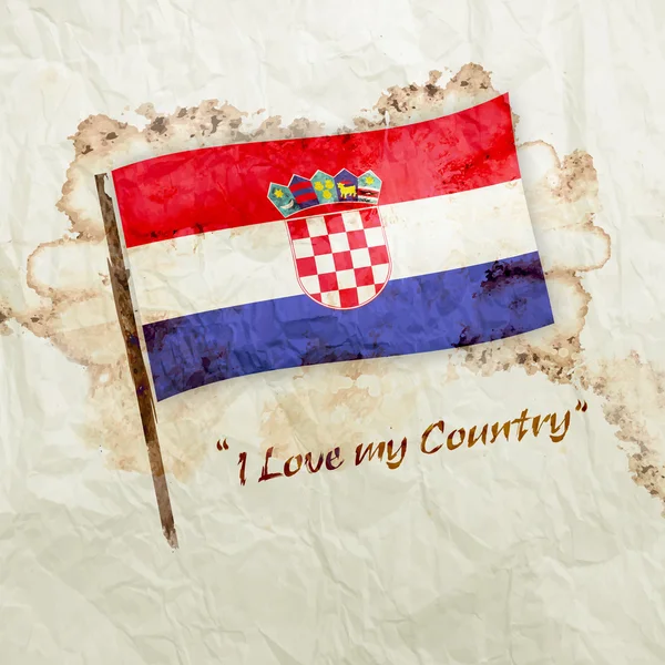 Bandera de Croacia sobre papel grunge acuarela — Foto de Stock