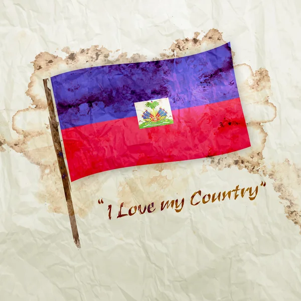 Прапор Гаїті на папері аквареллю гранж — стокове фото