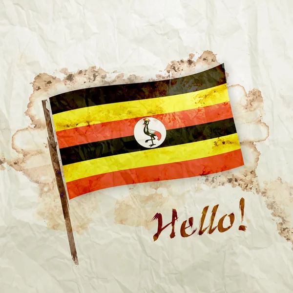 Uganda flagga på akvarell grunge paper — Stockfoto