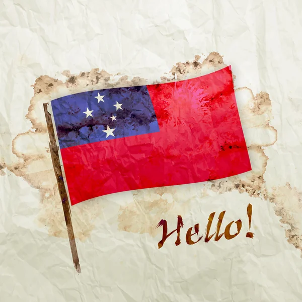 Vlajka Samoy papírově akvarel grunge — Stock fotografie