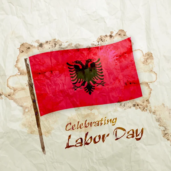 Прапор Албанії гранж аквареллю папір — стокове фото