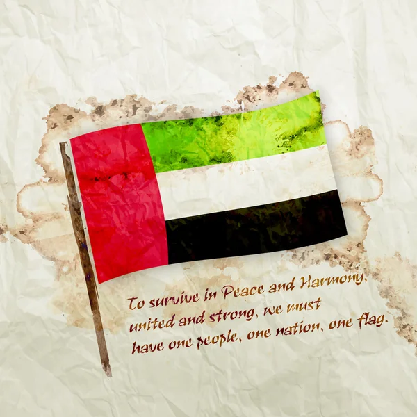 Bandera de los Emiratos Árabes Unidos sobre papel grunge acuarela — Foto de Stock