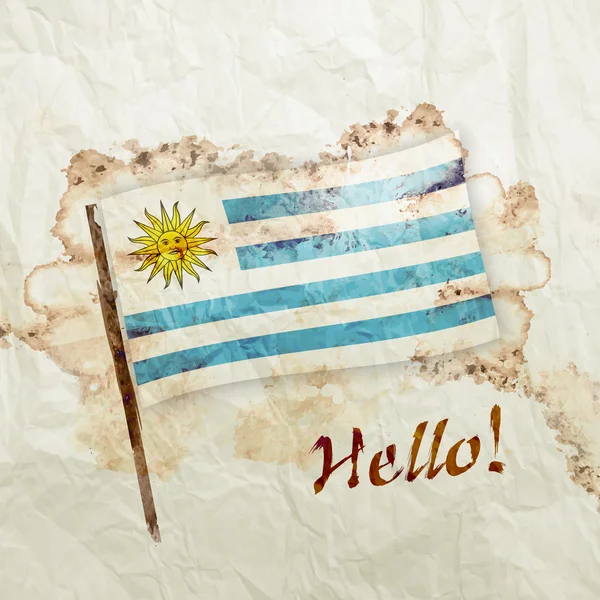 Uruguay flag on watercolor grunge paper — Stock Photo, Image