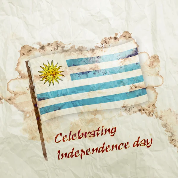 乌拉圭国旗 grunge 水彩纸上 — 图库照片