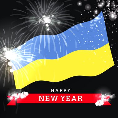 Mutlu yeni yıl kartı bayrak ile