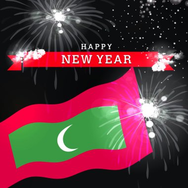 Mutlu yeni yıl kartı bayrak ile