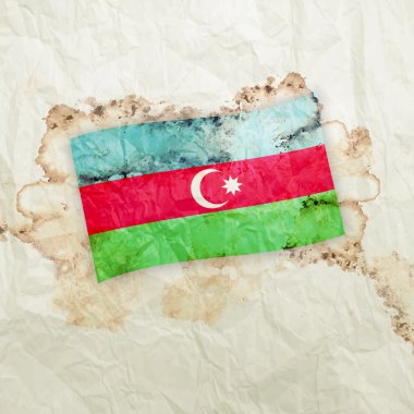 Azerbaycan bayrağı suluboya grunge kağıt üzerinde