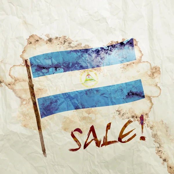 Nicaragua zászló akvarell grunge papíron — Stock Fotó