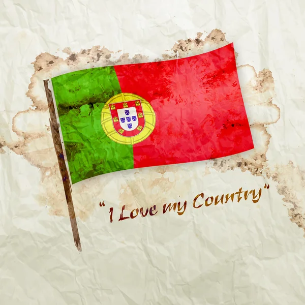 Португальский флаг на акварельной гранж-бумаге — стоковое фото