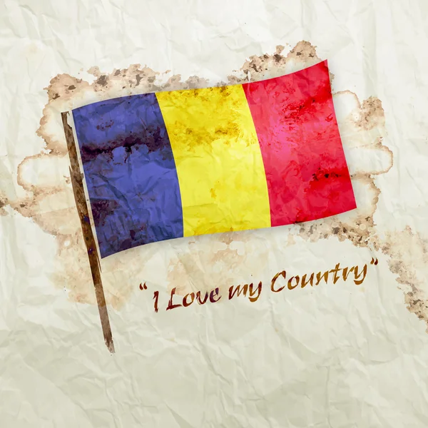 Флаг Румынии на акварельной гранж-бумаге — стоковое фото