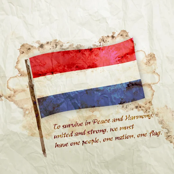 Niederländische Flagge auf Aquarell-Grunge-Papier — Stockfoto