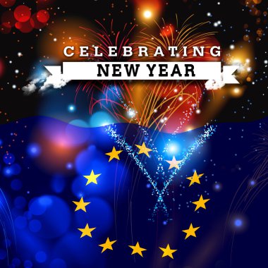 Mutlu yeni yıl kartı bayrak ile