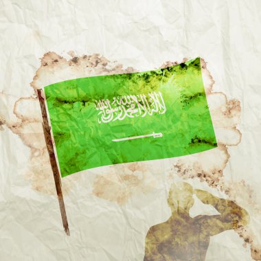 Suudi Arabistan bayrağı suluboya grunge kağıt üzerinde