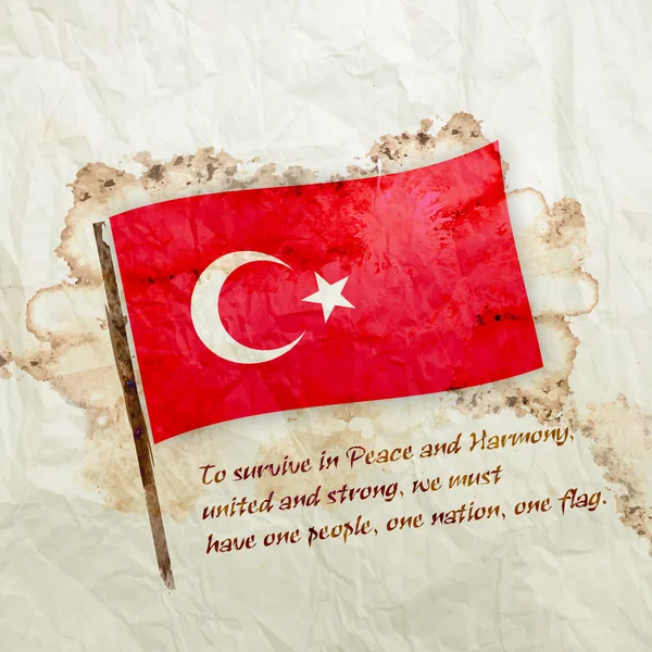 Bandera de Turquía sobre papel grunge acuarela — Foto de Stock
