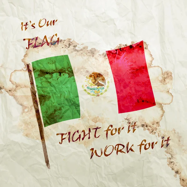 Bandiera Messico su carta grunge acquerello — Foto Stock