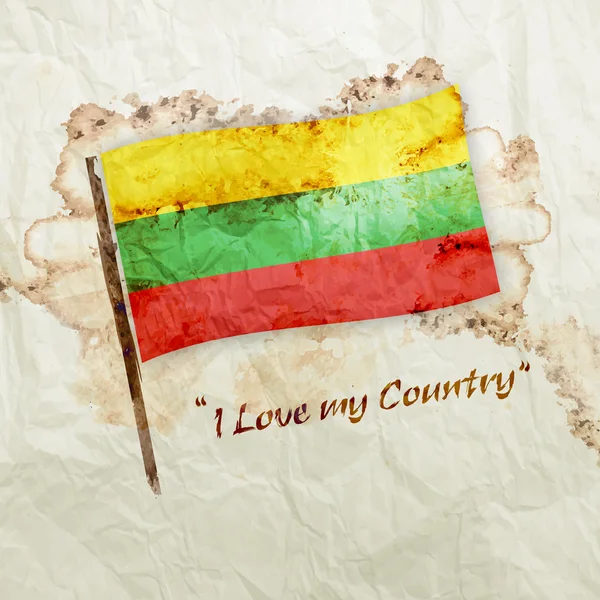立陶宛国旗 grunge 水彩纸上 — 图库照片