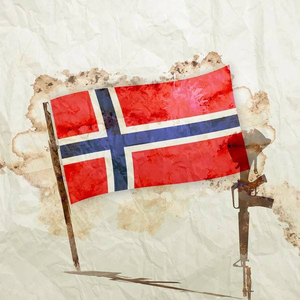 Norwegische Flagge auf Aquarell Grunge Papier — Stockfoto