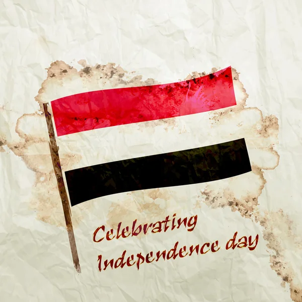 Bandera de Yemen sobre papel grunge acuarela — Foto de Stock
