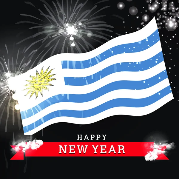Tarjeta de año nuevo con bandera de Uruguay —  Fotos de Stock