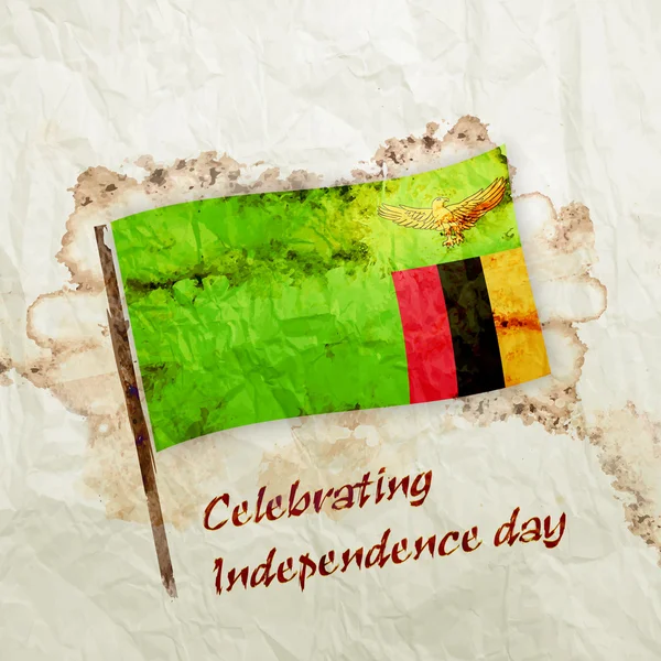 Vlajka Zambie papírově akvarel grunge — Stock fotografie