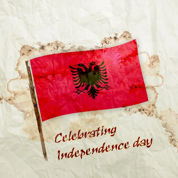 Albanien-Flagge auf Aquarell-Grunge-Papier — Stockfoto