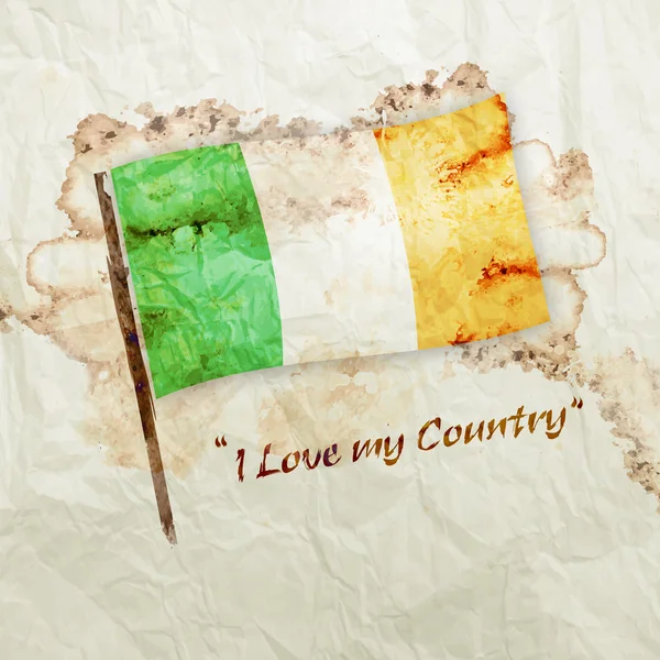 Irlandflagge auf Aquarell-Grunge-Papier — Stockfoto