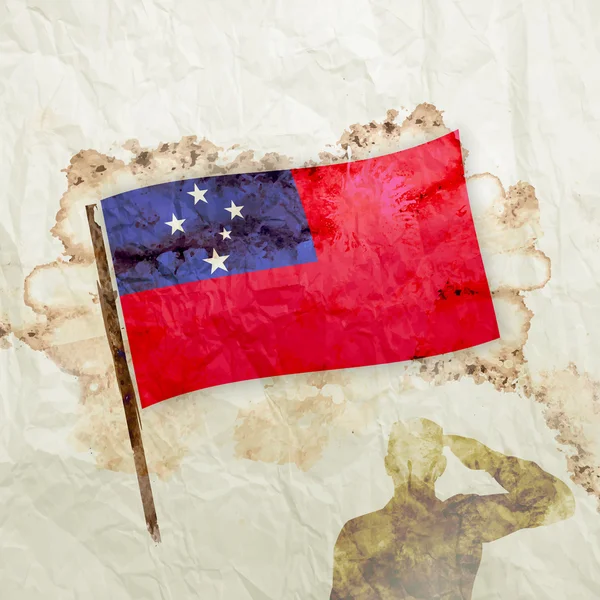 Vlajka Samoy papírově akvarel grunge — Stock fotografie