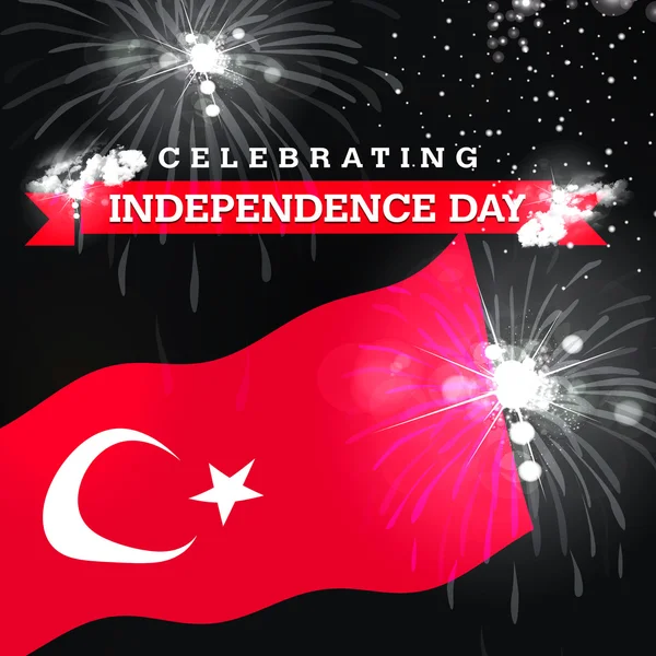 独立日焰火和土耳其国旗 — 图库照片