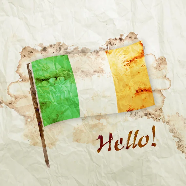 Drapeau Irlande sur papier aquarelle grunge — Photo