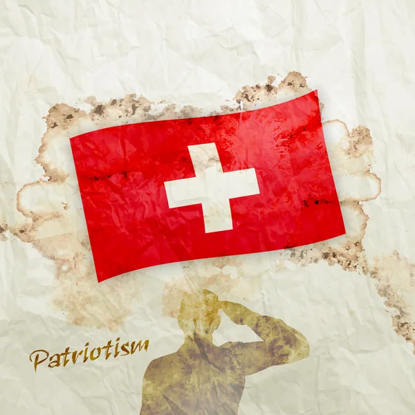 Schweizer Flagge auf Aquarell-Grunge-Papier — Stockfoto