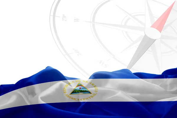 Bandera de Nicaragua y brújula de navegación — Foto de Stock