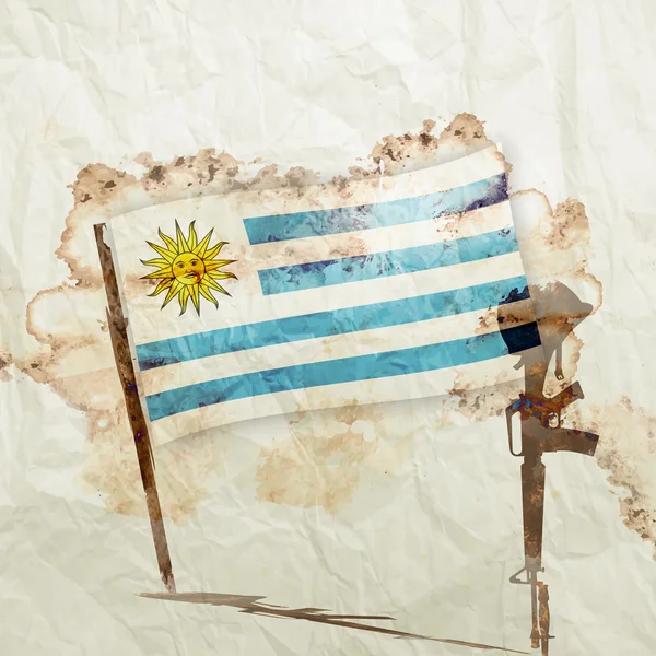 Прапор Уругваю на папері аквареллю гранж — стокове фото