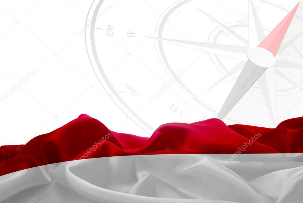 Poland flag and Navigation compass