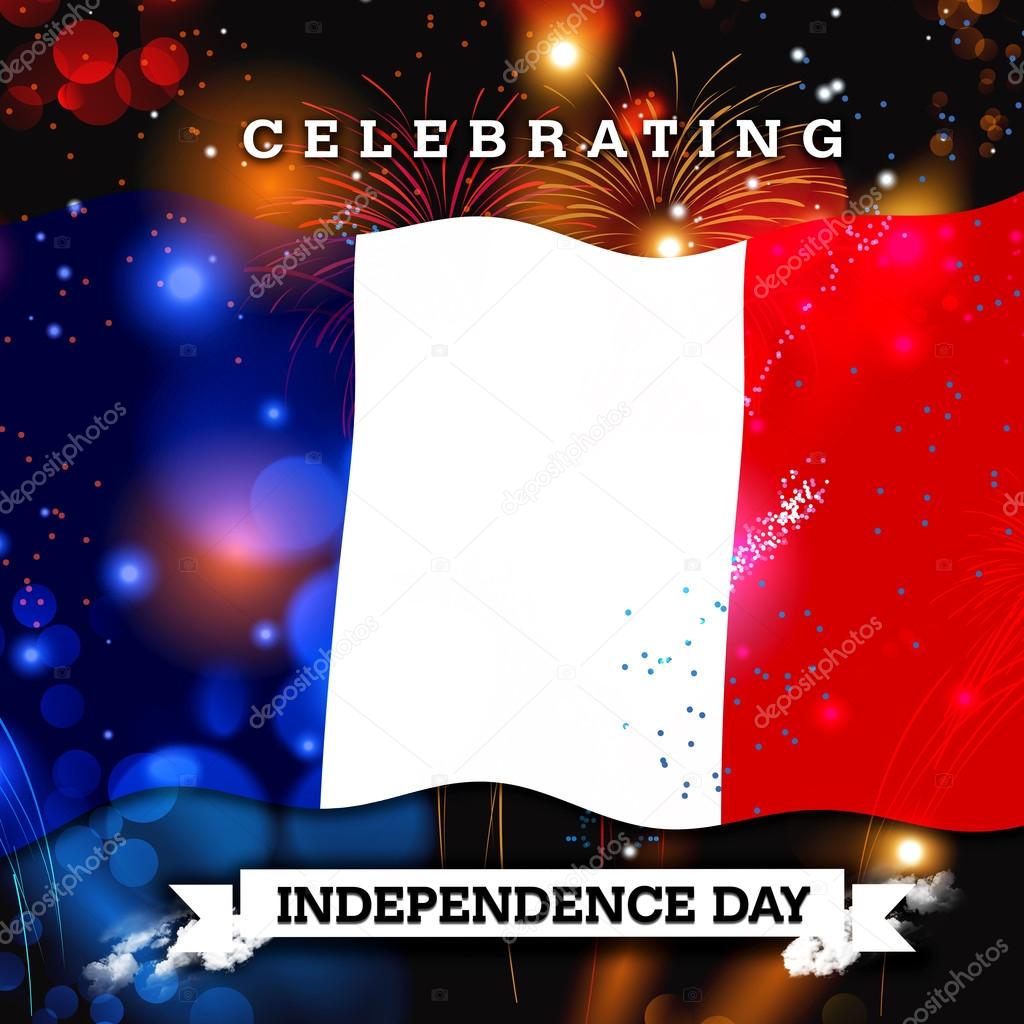 Celebrating Independence Day card with flag
