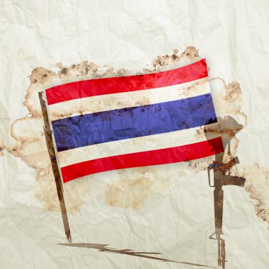 Tayland bayrağı suluboya grunge kağıt üzerinde