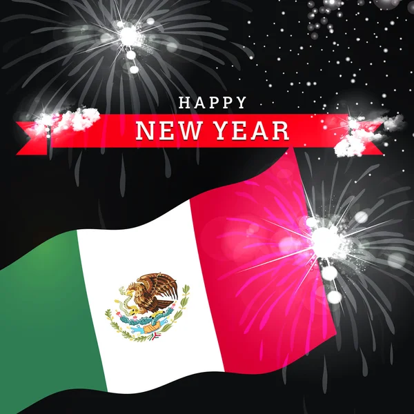 Új év kártya Mexikó zászlaja — Stock Fotó