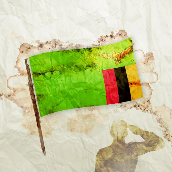 Zambia flag on watercolor grunge paper — Stock Photo, Image