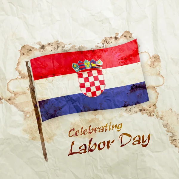 Прапор Хорватії на папері аквареллю гранж — стокове фото