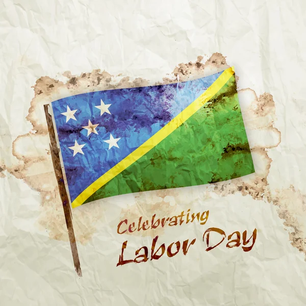 Vlajka Šalamounových ostrovů papírově akvarel grunge — Stock fotografie