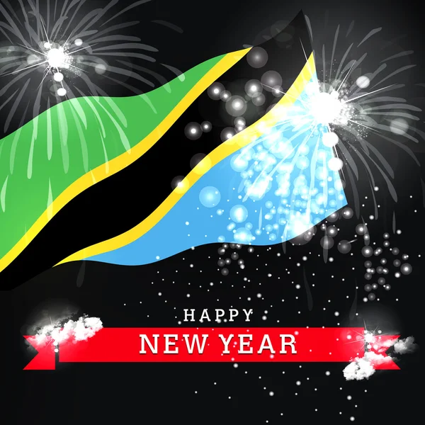 New year card with Tanzania flag — Stock Photo, Image