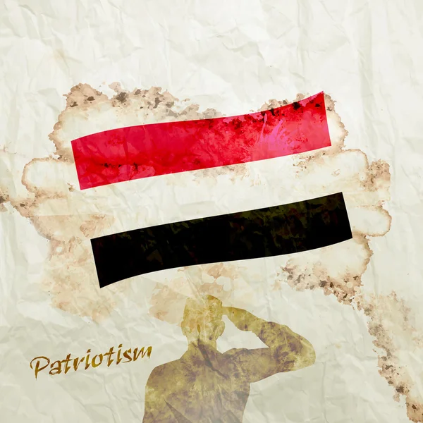 Vlajka Jemenu papírově akvarel grunge — Stock fotografie