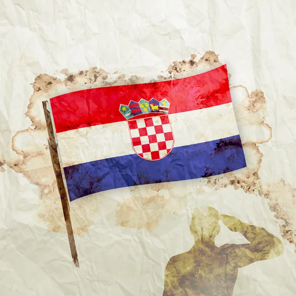 Kroatien flagga på akvarell grunge paper — Stockfoto