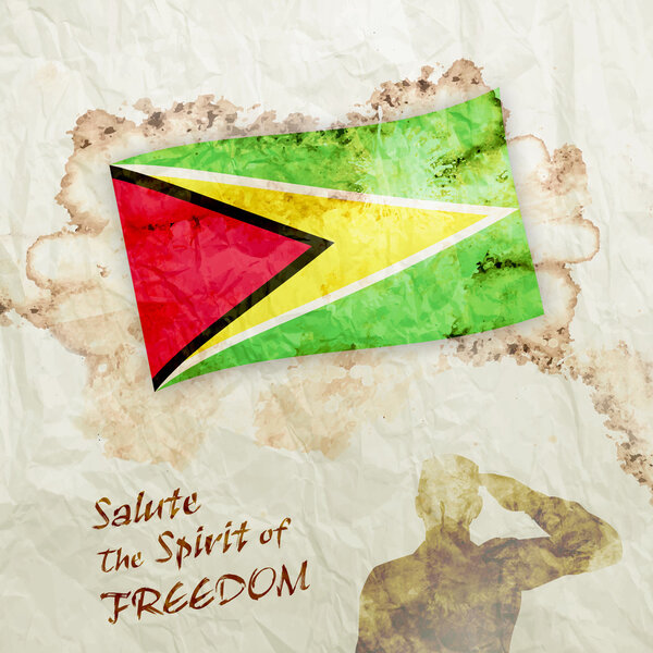 Grenada flag on watercolor grunge paper 