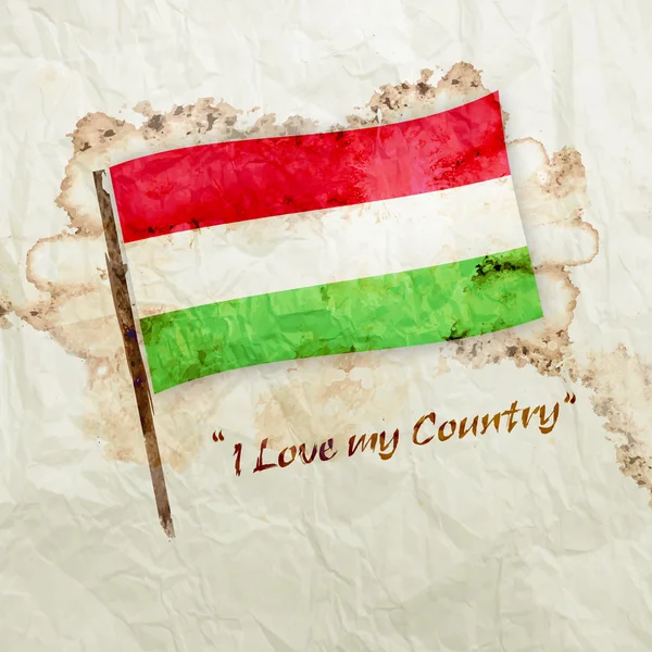 Hungary flag on watercolor grunge paper